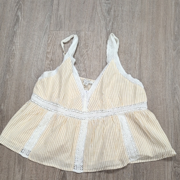 American Eagle Outfitters Tops - American Eagle Outfitters Cream Striped Camisole with Lace